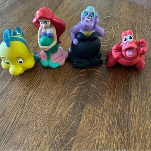Disney The Little Mermaid Lot Of 4 5" In. Plastic Bathtub Figures